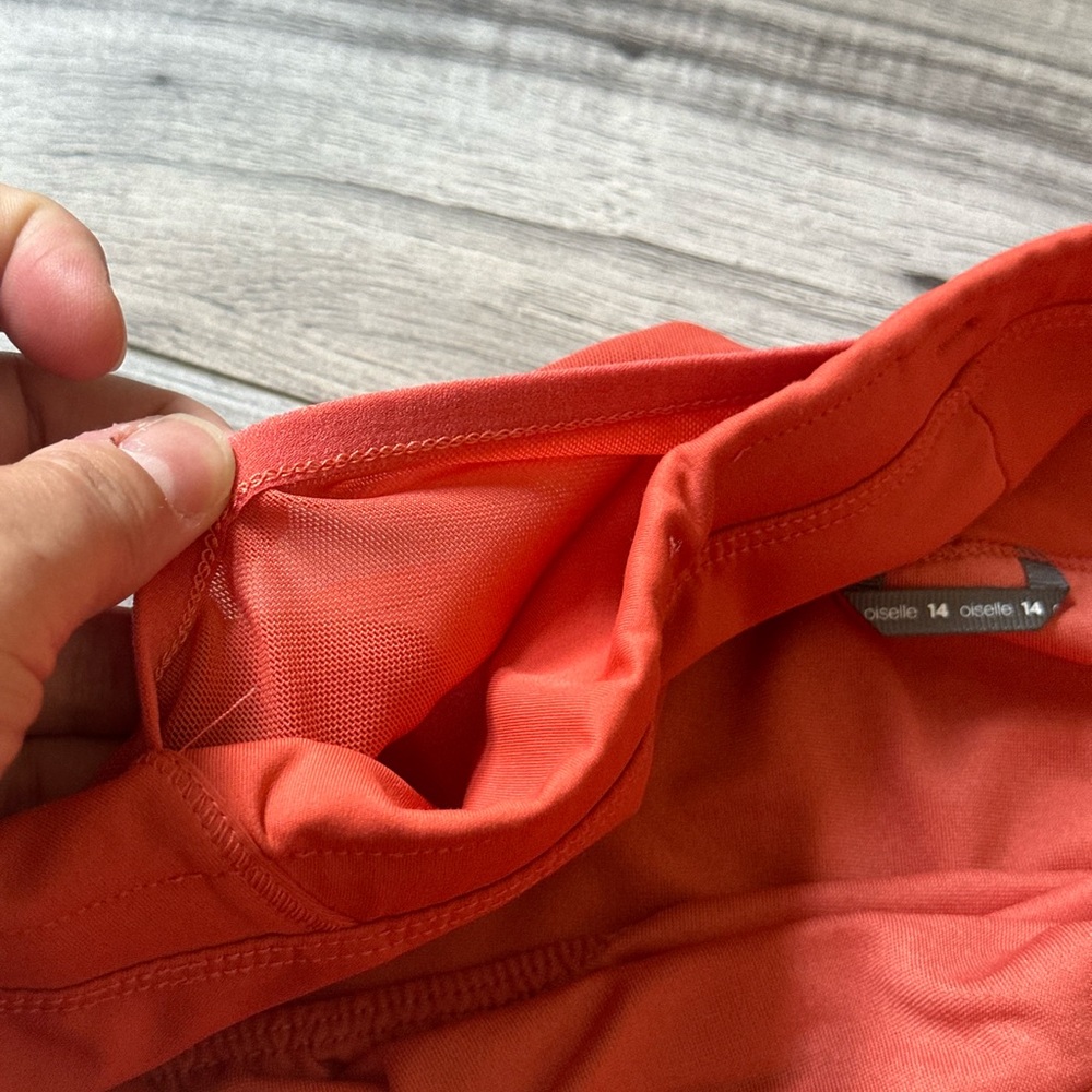 Oiselle Roga Vibrant Orange Athletic Running Shorts Lightweight Pockets Size 14 - Picture 6 of 9